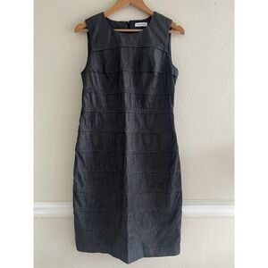 Calvin Klein Gray Sleeveless Dress Sheath Career Office Preppy Casual